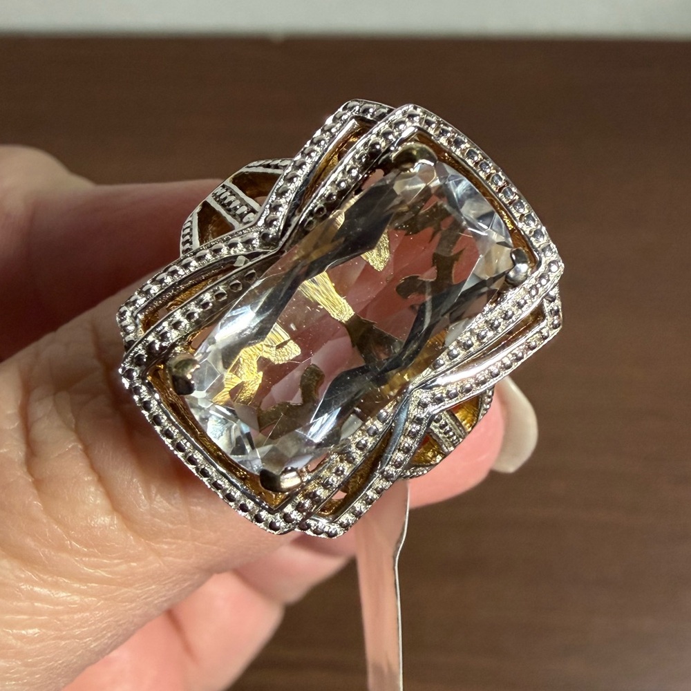6.6K Cushion Cut Quartz Ring Marcel Drucker Size 8